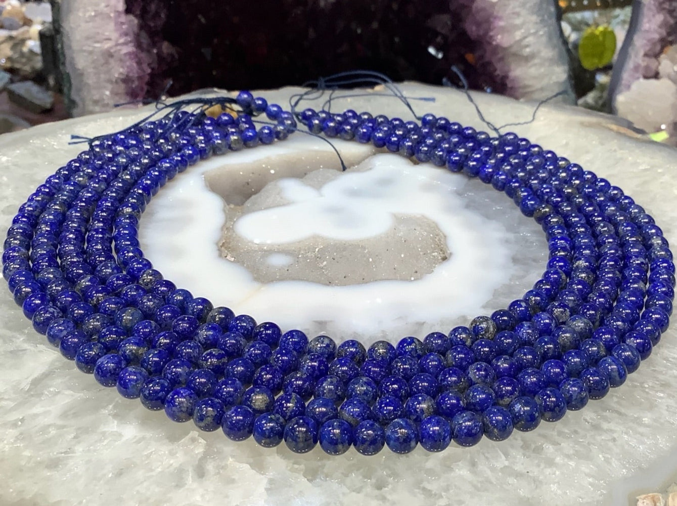 Natural Blue Lapis lazuli Round Gemstone Beads - 6mm