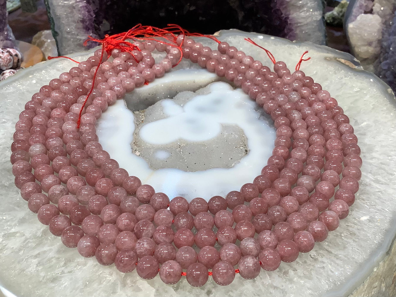 8mm Natural Pink Strawberry Quartz Round Gemstone Beads