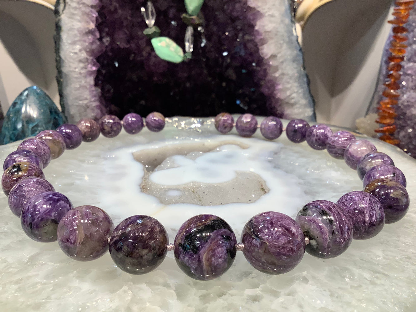 Gorgeous Russian Purple Charoite Gemstone Necklace