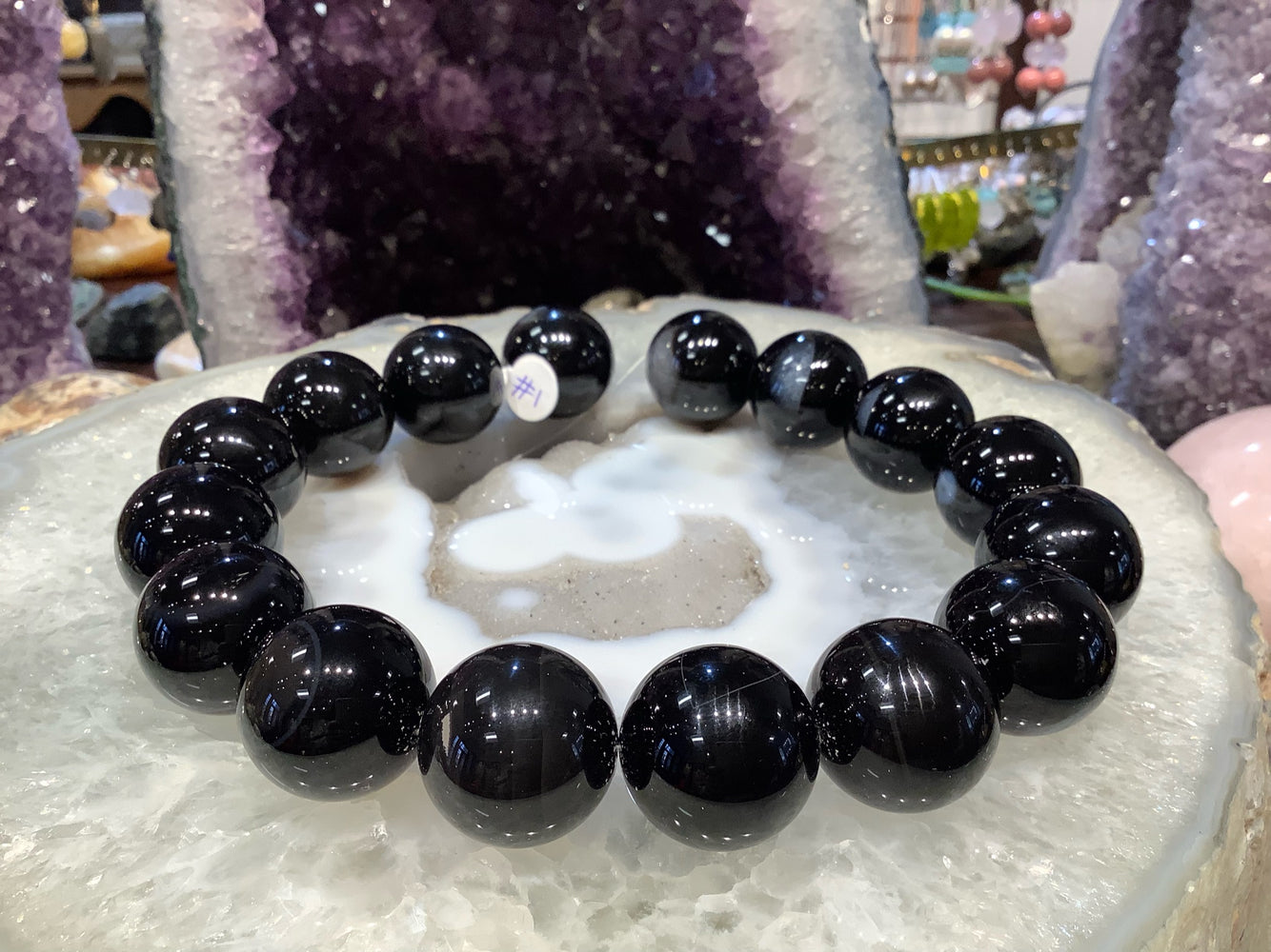 25mm Natural Black Agate Round Gemstone Beads
