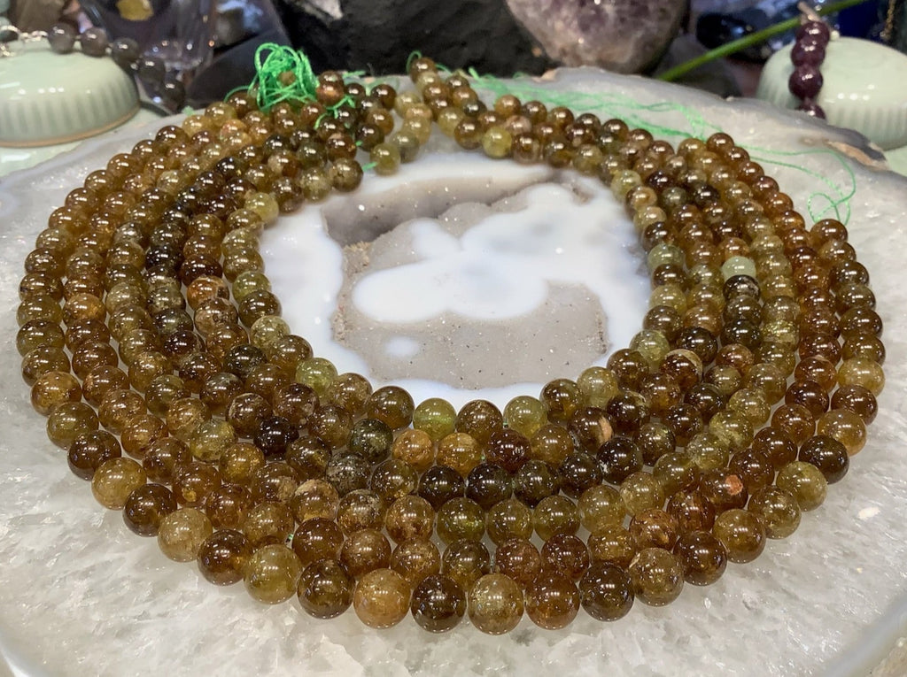 8.5mm Green Garnet Round Gemstone Beads