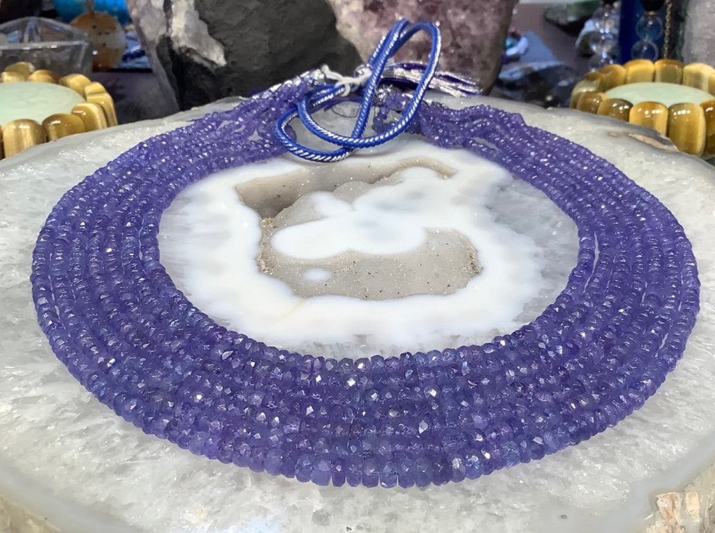 3-5mm Natural Purple Tanzanite Faceted Rondelle Gemstone Beads