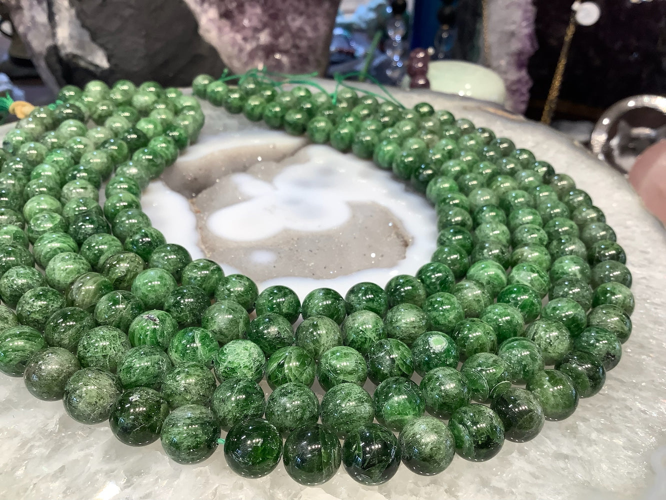 10mm Green Chrome Diopside Round Gemstone Beads