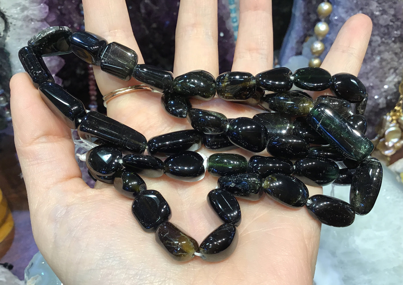 Natural Green Tourmaline Nugget Beads