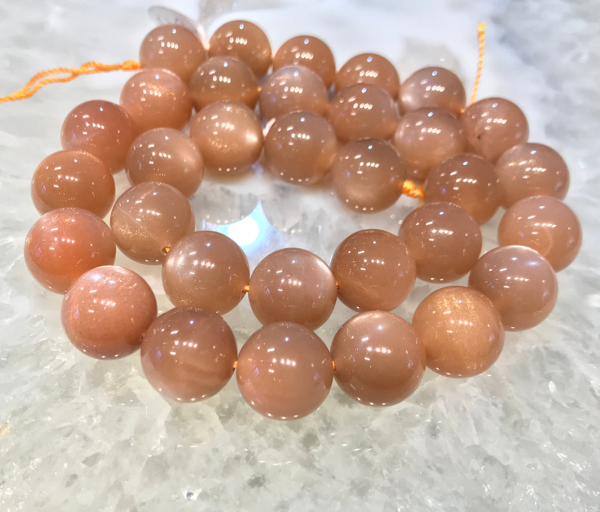 13mm Peach Moonstone Gemstone Beads