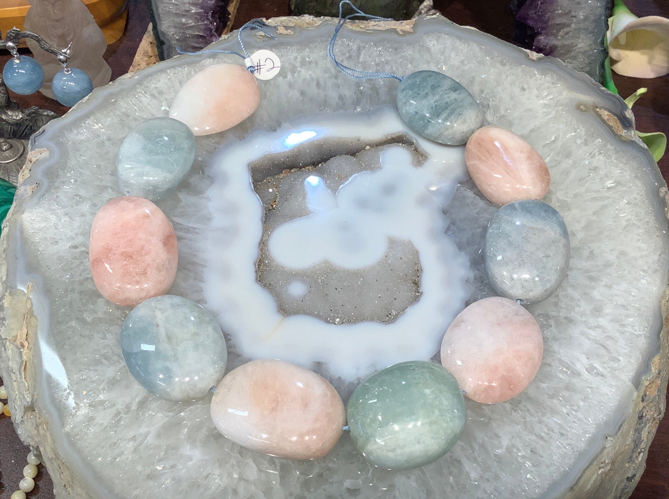 Stunning Large Blue Aquamarine Pink Morganite Nugget Gemstone Beads #2
